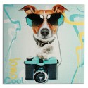 Photographer Dog Picture on Linen Canvas 40 x 40