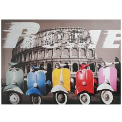 Multicoloured Motorbikes in Rome Picture on Linen Canvas 50 x 70