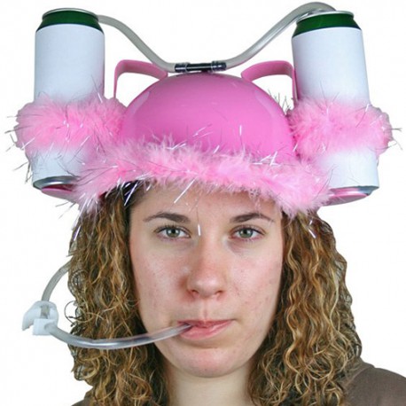 Drinking helmet with straws. Pink helmet with feathers, Jokes and Funny -  , Teleshopping, As seen on TV
