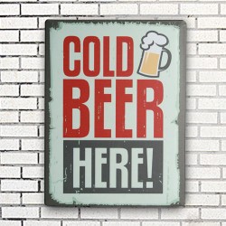 Cold Beer Here Metal Sign