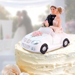 Bridal Car with Bride and Groom