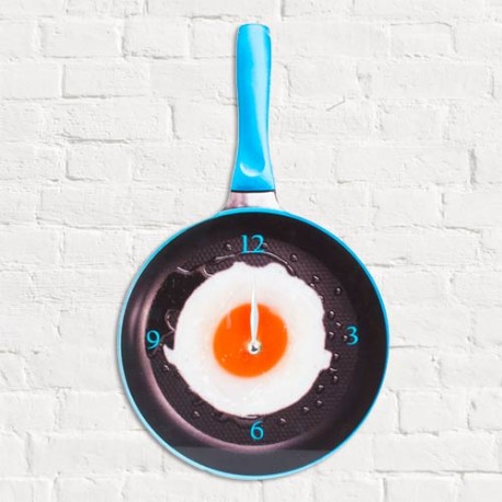 Frying Pan with Fried Egg Glass Wall Clock