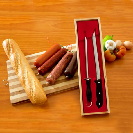 Ham Knife and Sharpener (Wooden Case)